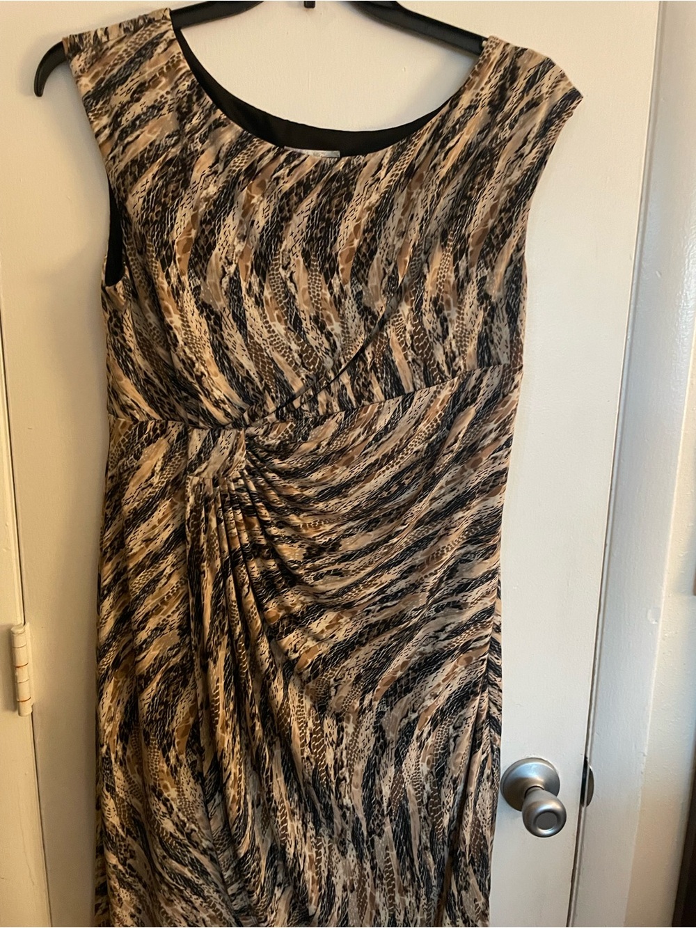 Dress Barn Beige and Black Animal-Print Midi Dress
